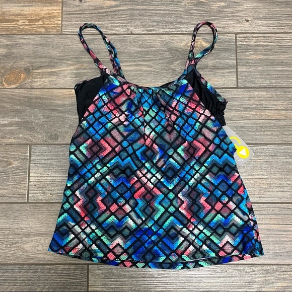 Go by Gossip Multi Light The Way Printed Layered Tankini Top Size Small - Picture 6 of 10